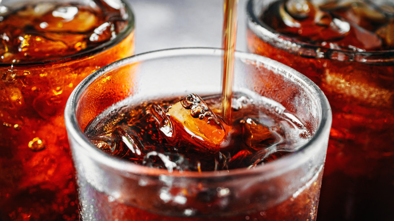Glasses of soda with bubbles