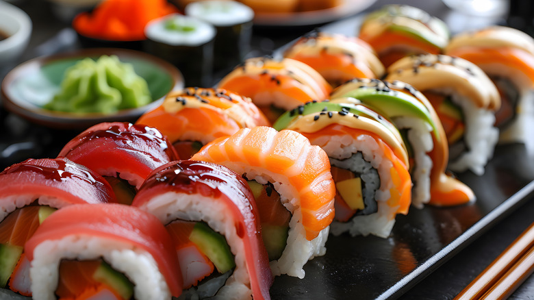 various maki rolls on plate