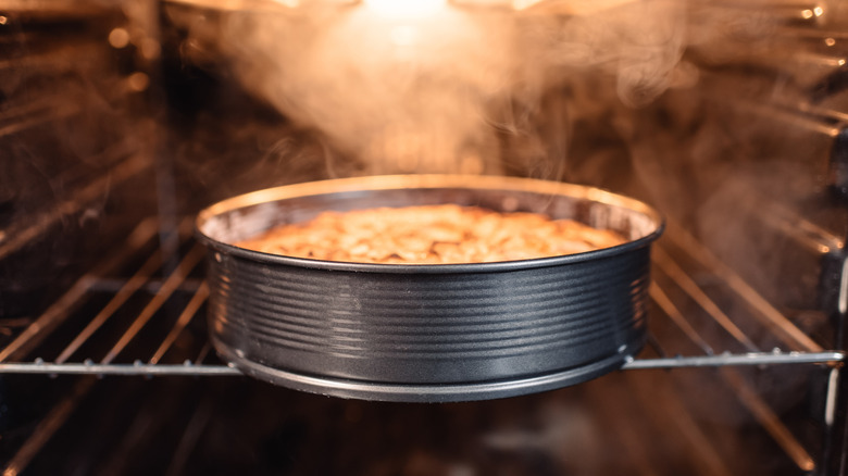 steaming food in an oven