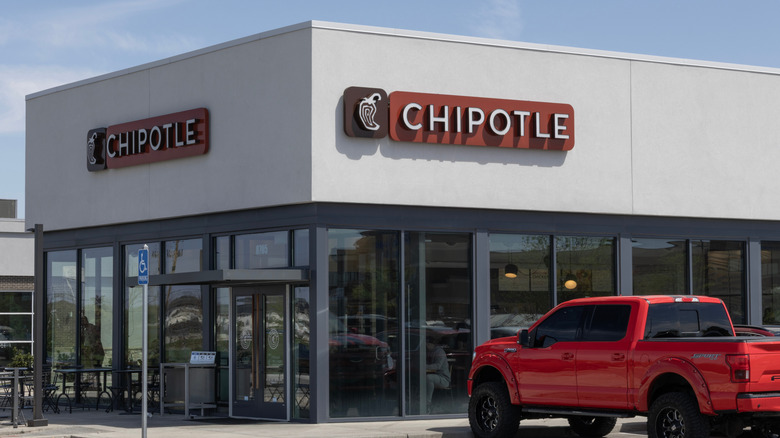 The exterior of a Chipotle restaurant