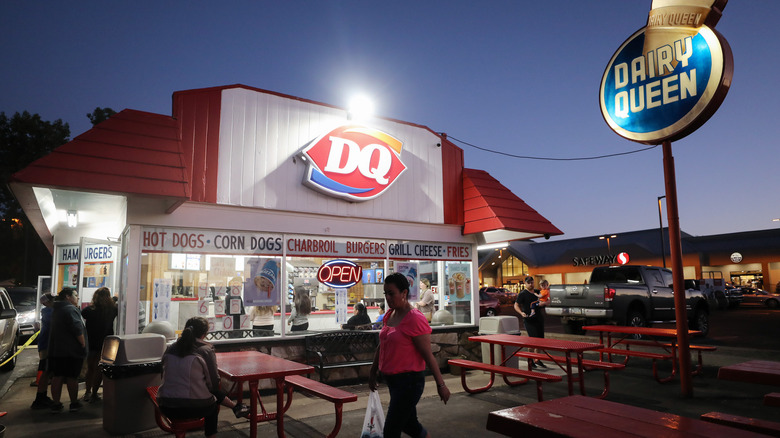 The exterior of a walk-up Dairy Queen restaurant