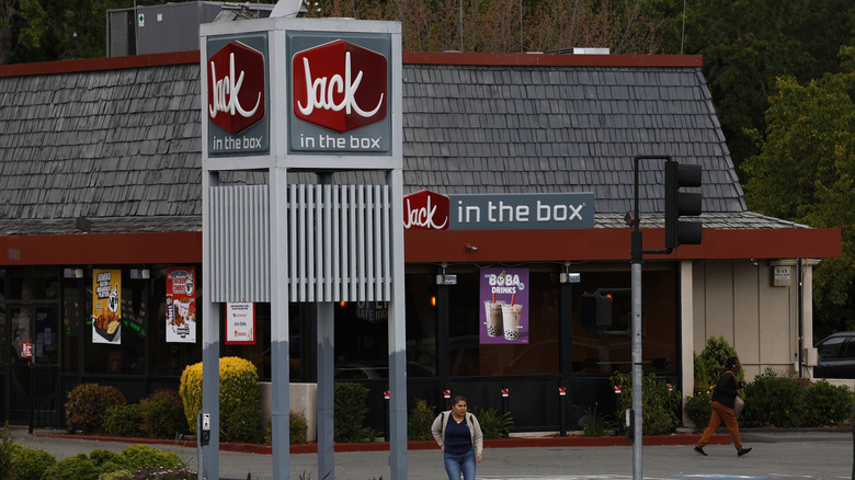 The exterior of a Jack in the Box restaurant