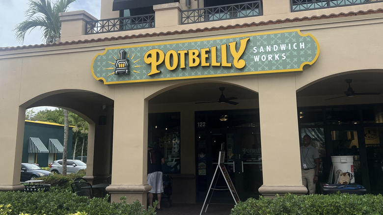 The exterior of a Potbelly sandwich works restaurant