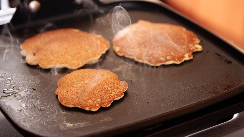 pancakes on skillet 