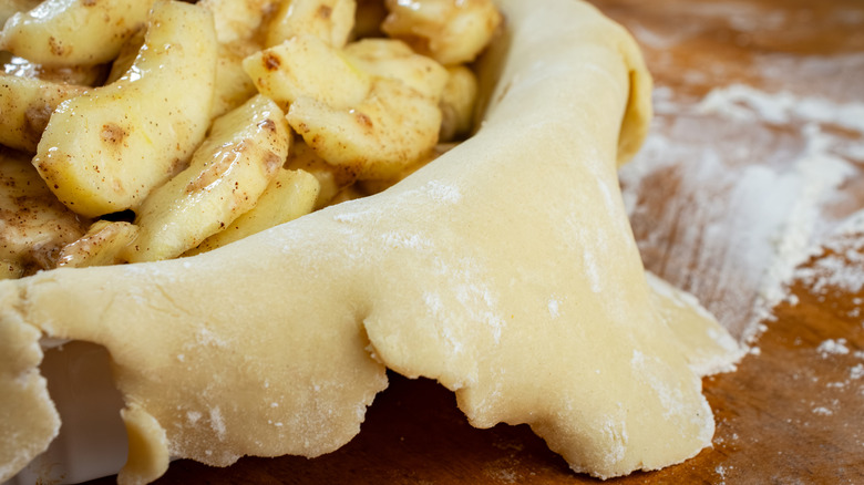 a homemade pie with an evenly rolled pie crust