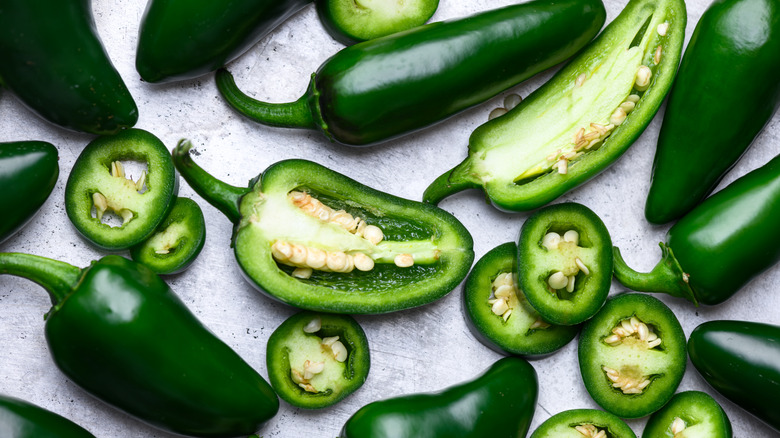 whole, half, and sliced jalapenos