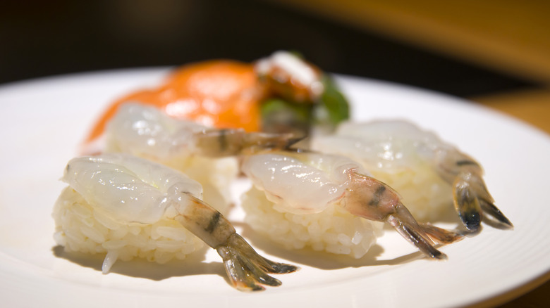 Raw shrimp sushi