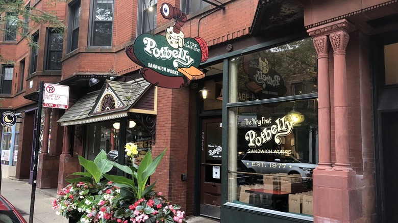 Exterior Potbelly restaurant and signage