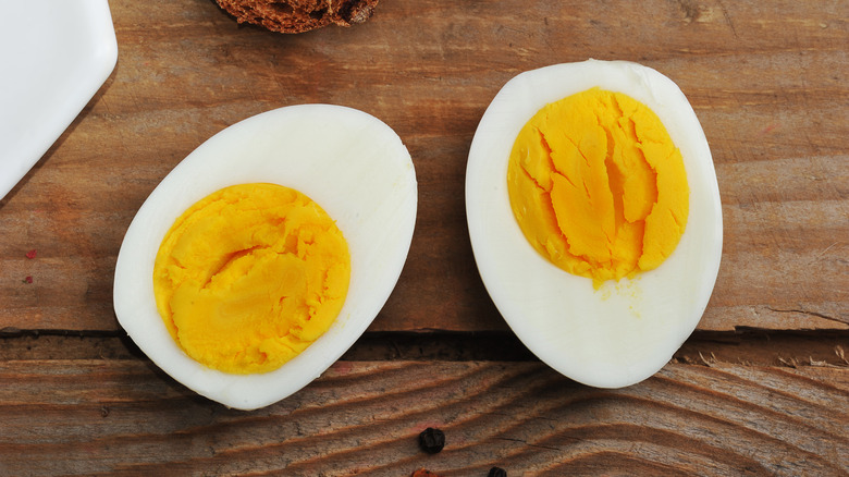 Hard-boiled egg cut in half