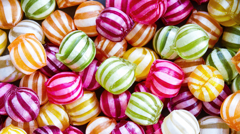 colorful striped hard candies