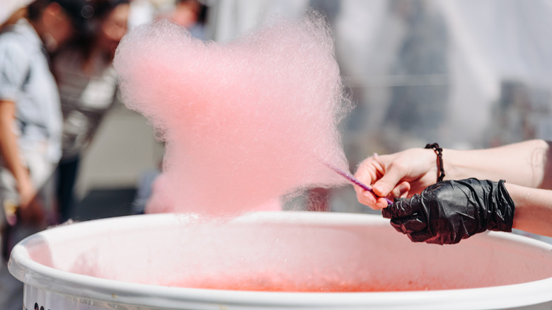 cotton candy in a machine