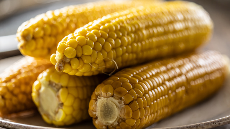 a plate of yellow corn