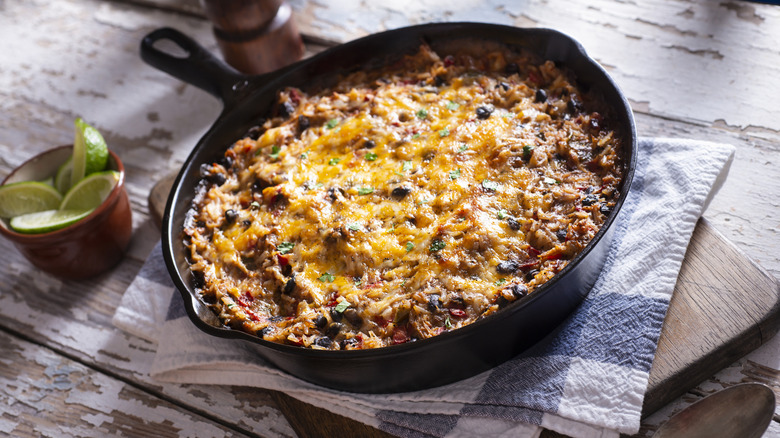 Casserole in a cast iron pan