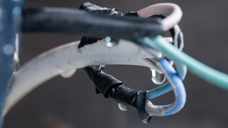 Close-up of faulty wiring