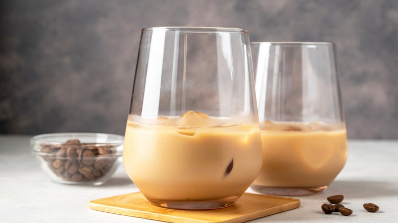 Two glasses of cream liqueur with ice