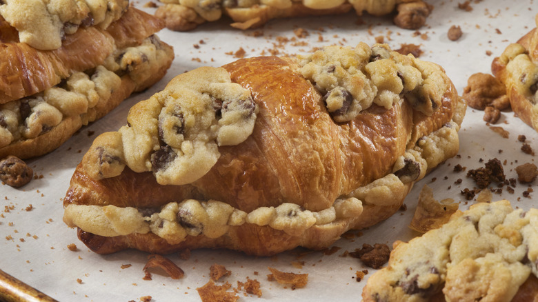 Freshly baked cookie croissants