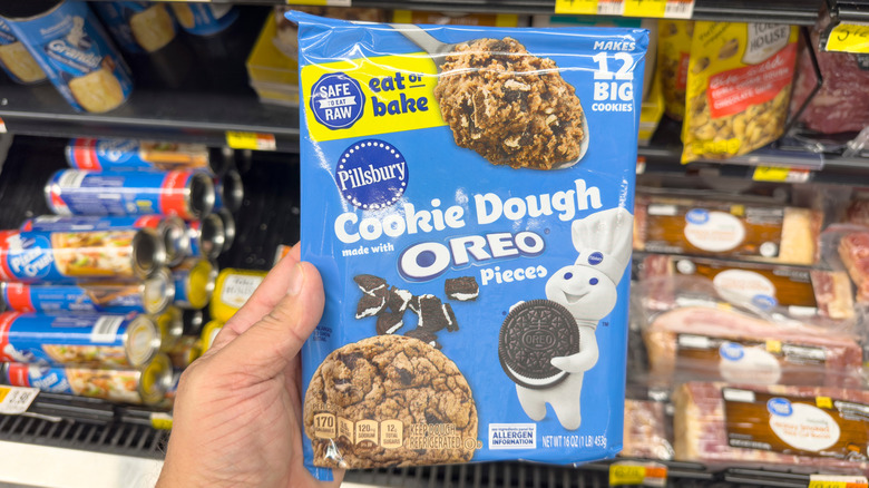 Store-bought cookie dough that can be eaten raw or baked