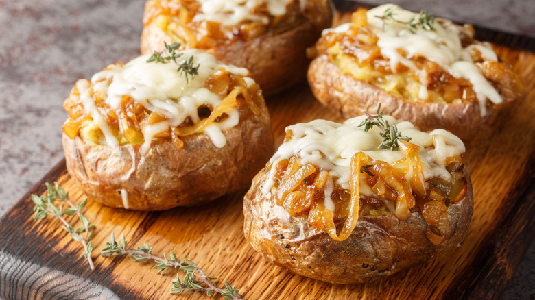 french onion-style baked potatoes that look like deviled potaotes