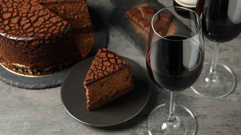 Red wine and chocolate cake