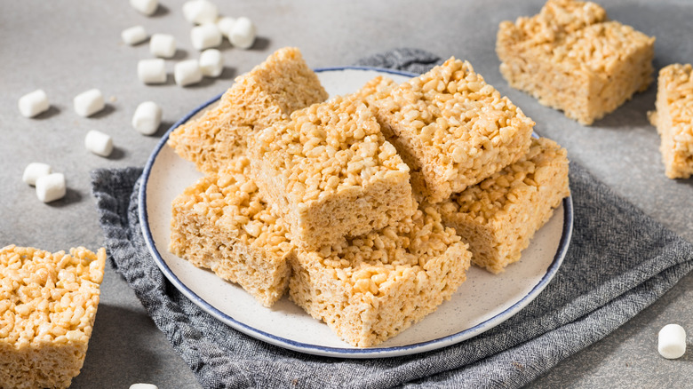 Rice Krispy Treats on a plate