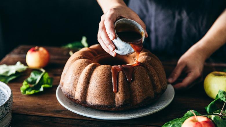 Bundt cake with bourbon glaze