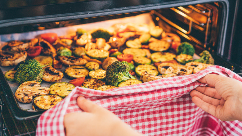 Tray of roasted vegetables