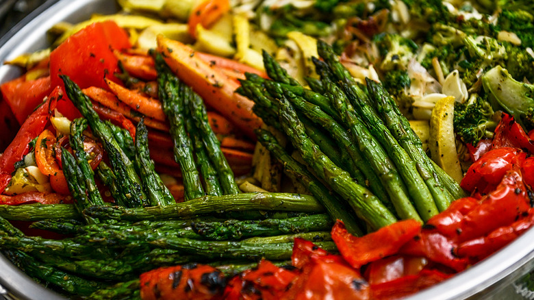 A plate of roasted vegetables
