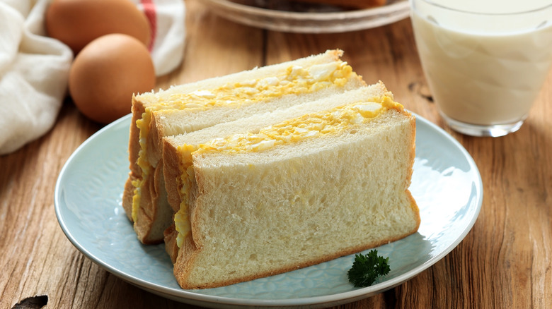 Egg salad sandwich on plate