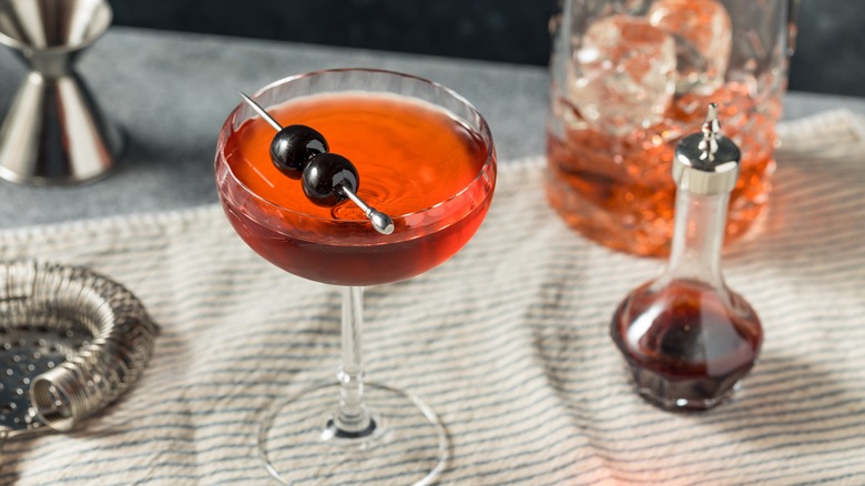 A left hand cocktail with chocolate bitters