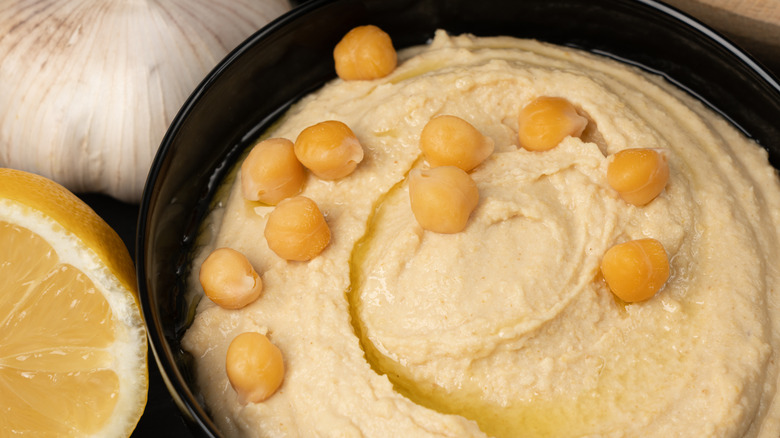 a bowl of homemade hummus