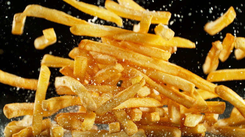French fries tossed in salt