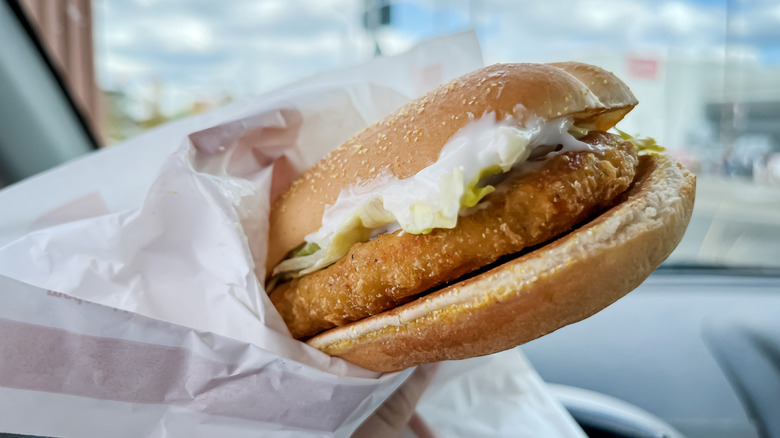 Classic McChicken in a car