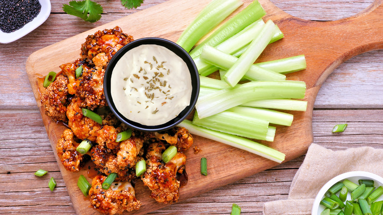 Fried cauliflower with ranch dressing
