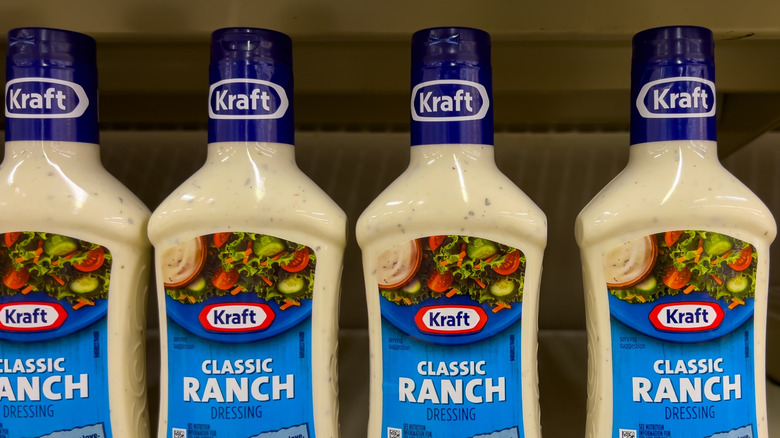 Bottled ranch dressing on shelf