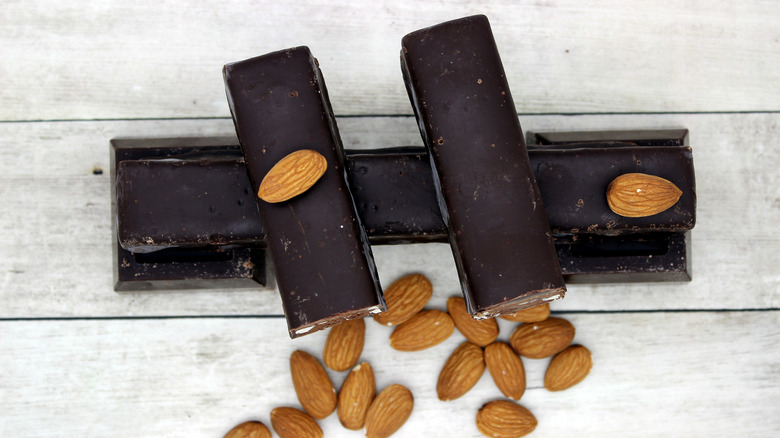 homemade almond joy-style candy bars on table