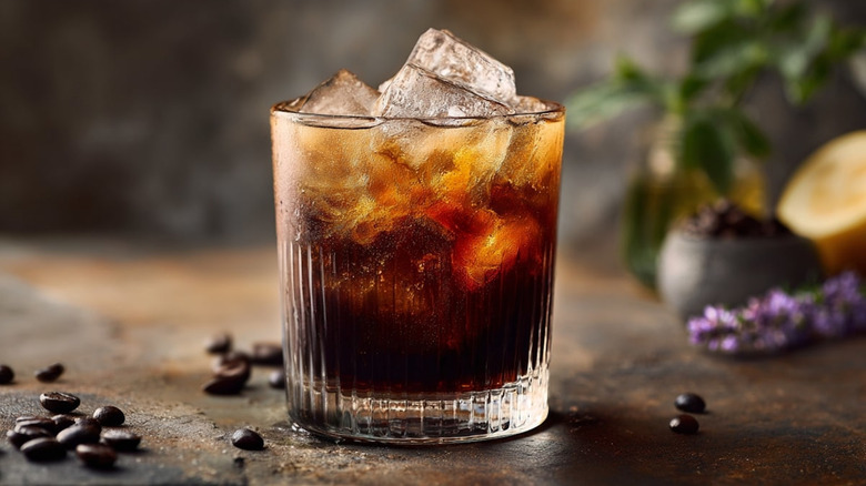 glass of cold brew coffee with ice