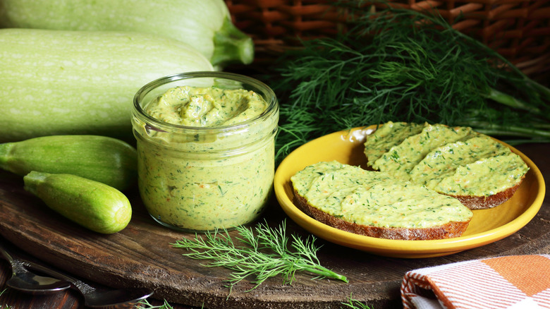 slices of toast with a zucchini spread