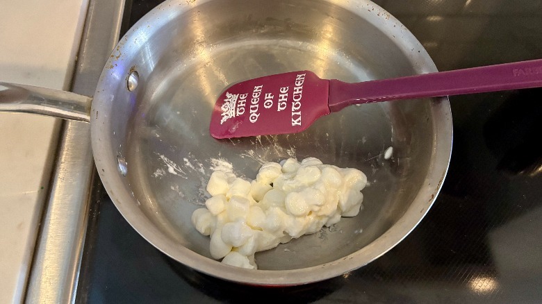 melting marshmallows in a pan