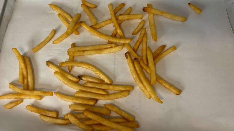 fries on parchment paper