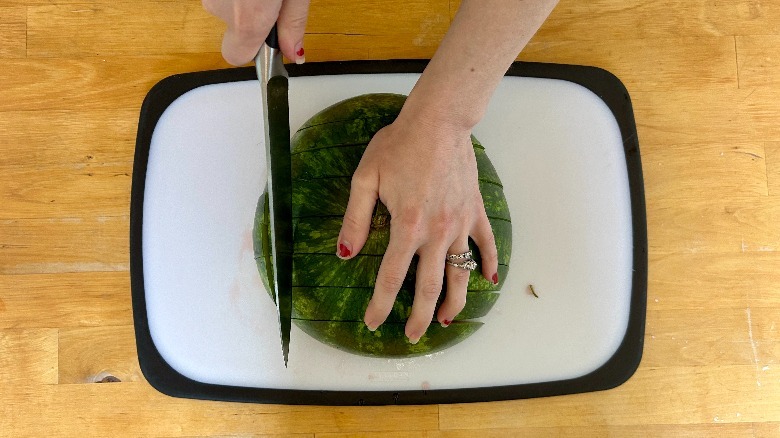 Watermelon being cut