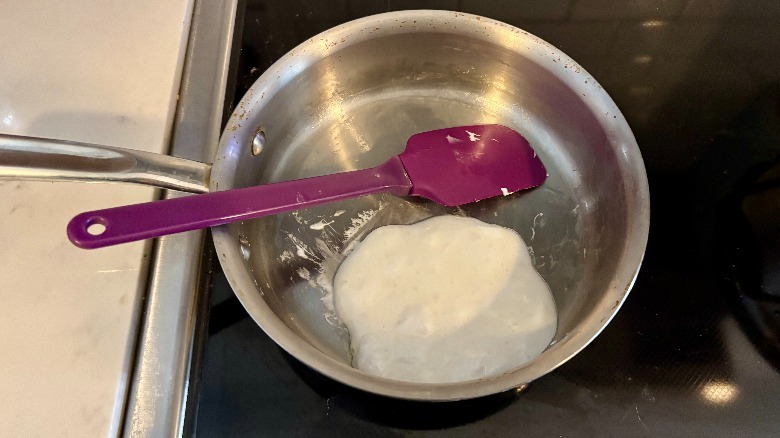 Melted marshmallows in a pan