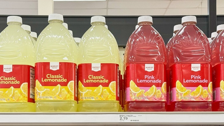 Bottles of lemonade on the shelf