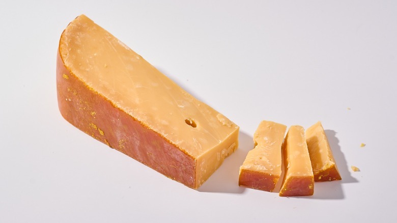 Sliced gouda on a table