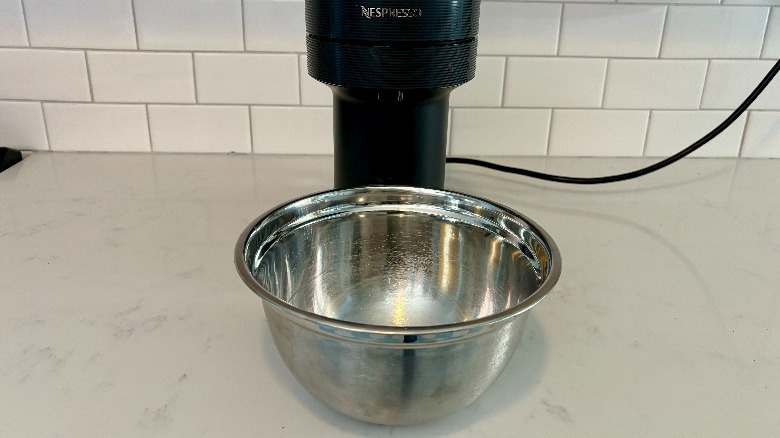 Metal bowl under Nespresso