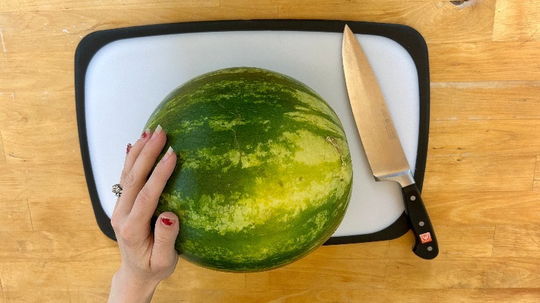 Watermelon on cutting board