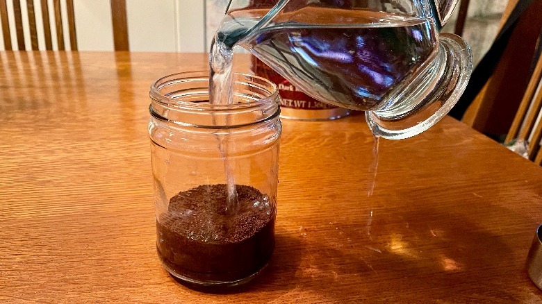 Water poured over coffee