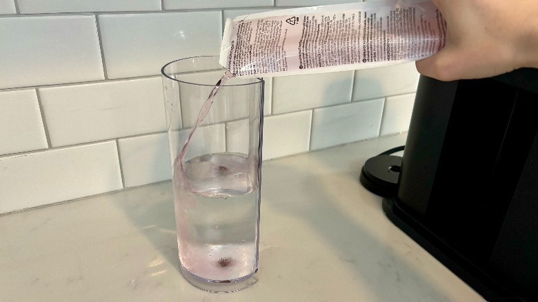 Cleaner poured into container