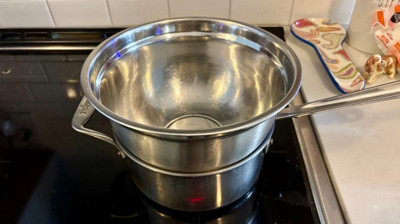 Bowl on pot as double boiler