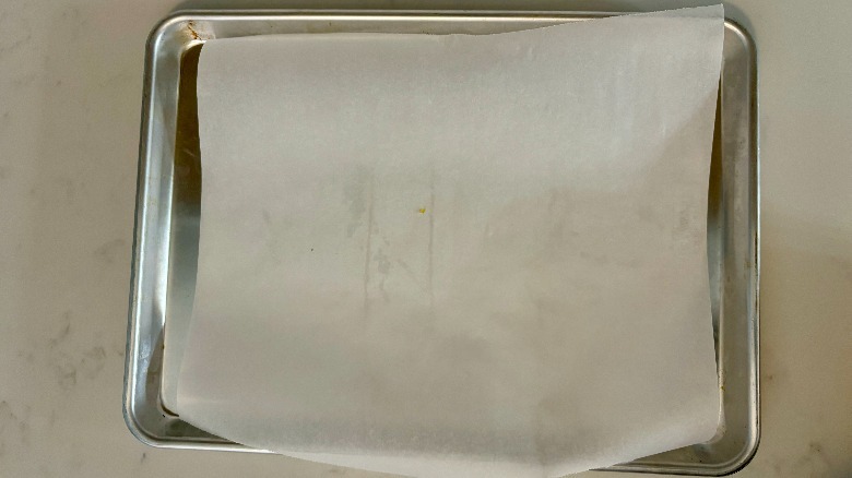 Parchment paper on a tray