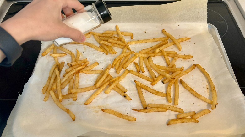 Salt sprinkled on fries